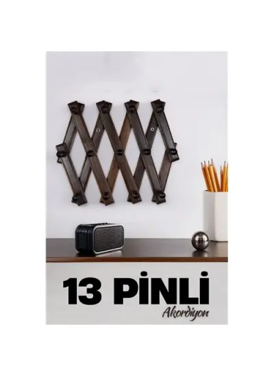 13 Pinli Ahşap Akordiyon Askı