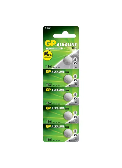 GP 186 LR43 ALKALİN 1.5 VOLT DÜĞME PİL (186F-2C5)(5Lİ PAKET)