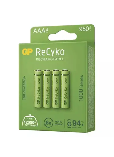 950 MAH AAA İNCE 4LÜ ŞARJLI KALEM PİL GP100AAAHCE-2EB4 (GPRHC103E001)