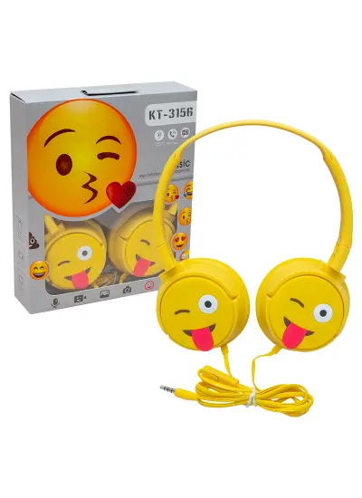 KT-3156 3.5MM JACK LI KABLOLU KULAK ÜSTÜ EMOJİ KULAKLIK