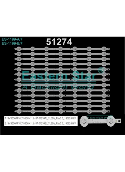 WKSET-6274 36979X7 36980X6 SVS550AF3 (LTI550HN11,LJ07-01236A/B 13 ADET LED BAR