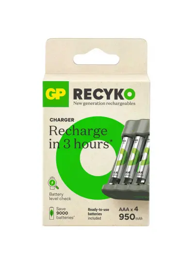 GP RECYKO B441 4 X 950 MAH R03 AAA PİLLİ ŞARJ CİHAZI (GP-B441/100HCER21-2GTLB4)