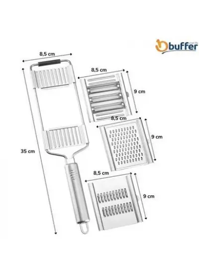Ayarlanabilir 3 Farklı Başlıklı Tutmalı Sebze Dilimleyici Peynir Rendeleyici Aparat