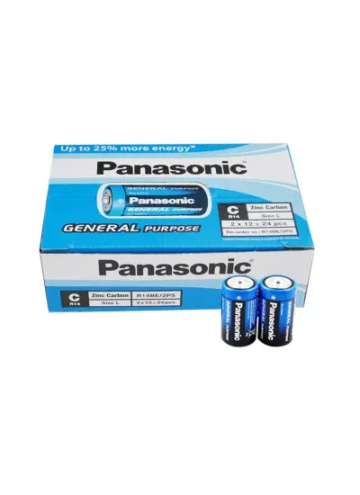 PANASONIC R14BE/2PS MANGANEZ ORTA C BOY 24LÜ PİL (PAKET FİYATI)