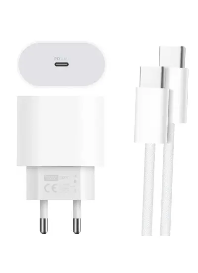 RXS27 20 WATT TYPE-C ŞARJ BAŞLIK ADAPTÖRÜ + KABLO SETİ (APPLE 15 PRO-PROMAX UYUMLU)