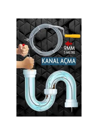 Profesyonel Kanal Açma Sprali  Kanal Gider Tıkanık Açıcı 5 mt