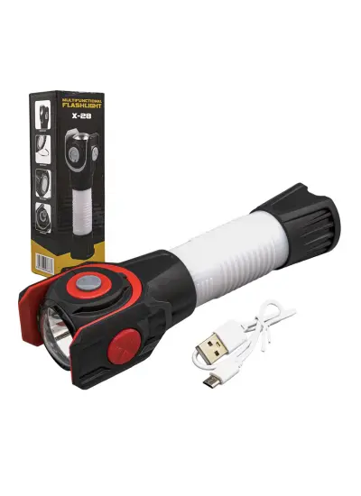 X-28 ÇOK FONKSİYONLU USB ŞARJLI EL FENERİ