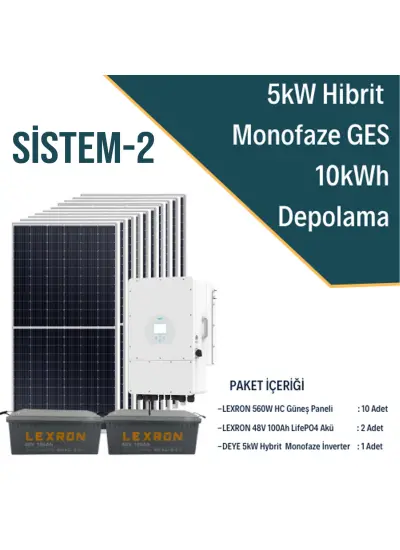 5KW Hibrit Monofaze Ges Enerji Depolamalı On Grid Sistemi-2