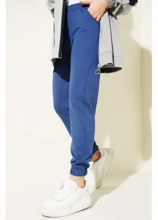 Bel Lastikli İpli Jogger Pantolon Lacivert