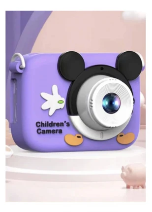 Mini 1080p Hd Çocuk Kamera Dijital Fotoğraf Makinesi 2.0 Inç Ekran 5 Adet Oyun Mor