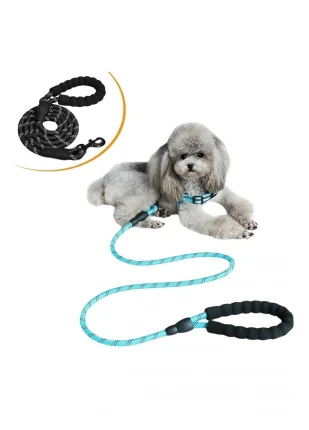 Ethab® Reflektörlü Fosforlu Köpek Gezdirme Halatı Tasma Kayışı Metal Kancalı 130 cm