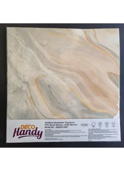 Decohandy 30X30 Cm Pvc Duvar Karosu 4'Lü Paket - Antik Mermer