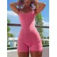 Kadın Kalın Askılı Bodycon Kaşkorse şort Tulum