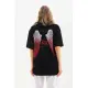 Unisex Baskılı Oversize T-Shirt - Siyah