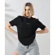 Unisex Bisiklet Yaka Baskılı Slim Fit T-Shirt - Siyah