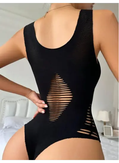 Kadın Göğüs, Sırt Ve Bel Yanları Lazer Kesik Detayviskon Kumaş çıtçıtlı Bodysuit