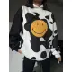 Smiley Face Kapüşonlu Sweatshirt - Siyah