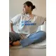 Unisex Baskılı Oversize T-Shirt - Beyaz