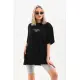 Unisex Baskılı Oversize T-Shirt - Siyah