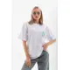 Unisex Baskılı Oversize T-Shirt - Beyaz