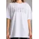 Unisex Taş Desenli Oversize T-Shirt - Beyaz