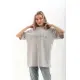 Unisex Taş Desenli Oversize T-Shirt - Gri