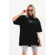 Unisex Baskılı Oversize T-Shirt - Siyah