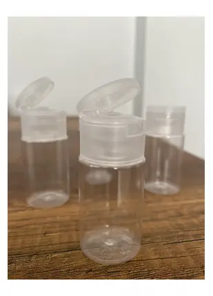 100 Adet 30 Ml Şeffaf Plastik Şişe + Flip Top Kapak Dezenfektan Şişesi, Açmalı Kapak