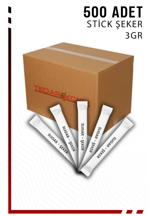 Baskısız Stick Şeker 3gr Kahve, Çay, Sıcak Meşrubat Şeker (500 Adet)