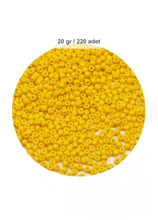 Sarı Renk 4 mm Yaklaşık 220 adet/20 gram Cam Boncuk Oya Yazma Bileklik ve Kolye
