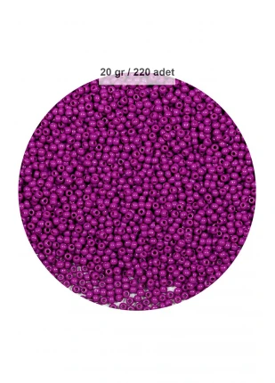 Fuşya Renk 4 mm Yaklaşık 220 adet/20 gram Cam Boncuk Oya Yazma Bileklik ve Kolye