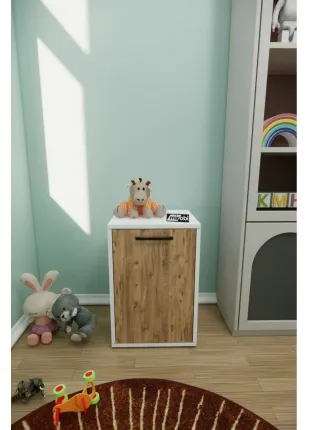 Mibo Sepetli Dolap Çok Amaçlı Dolap Oyuncak Dolabı Beyaz