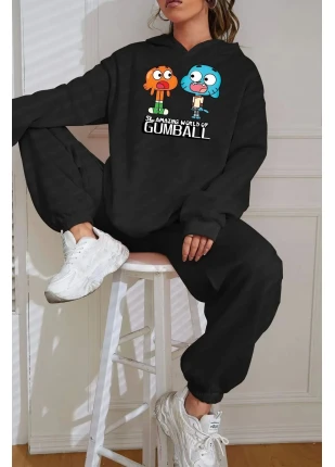 GUMBALL BASKILI KAPŞONLU EŞOFMAN TAKIMI