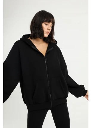 Siyah Fermuarlı Hırka Sweat