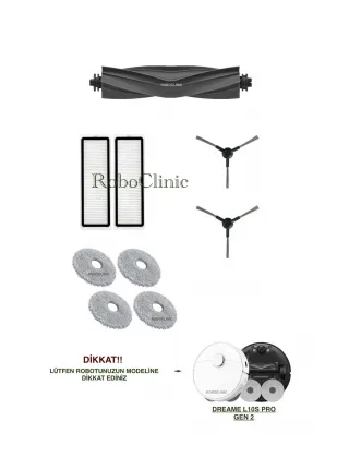 Dreame L10s Pro Gen 2 Robot Süpürge Uyumlu Fırça, Hepa Filtre, Mop Seti-9 Parça Dreame L10s Pro Gen 2 Robot Süpürge Uyumlu Fırça, Hepa Filtre, Mop Seti-9 Parça