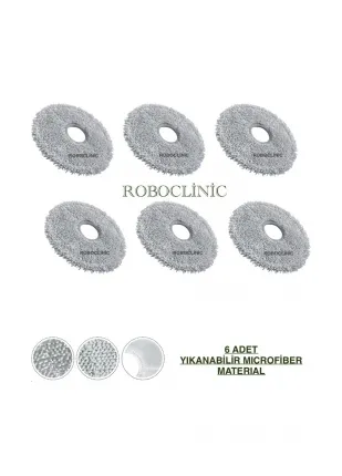 Xiaomi X10 Plus / X20 Plus Robot Süpürge Uyumlu Microfiber Mop-6 Adet Xiaomi X10 Plus / X20 Plus Robot Süpürge Uyumlu Microfiber Mop-6 Adet