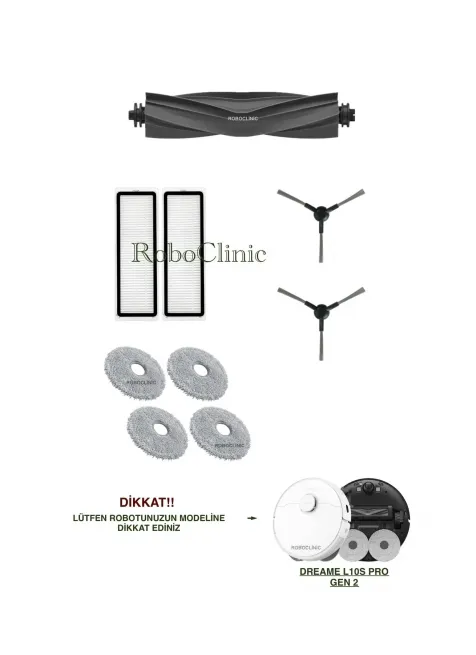 Dreame L10s Pro Gen 2 Robot Süpürge Uyumlu Fırça, Hepa Filtre, Mop Seti-9 Parça Dreame L10s Pro Gen 2 Robot Süpürge Uyumlu Fırça, Hepa Filtre, Mop Seti-9 Parça