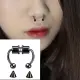 Siyah Mıknatıslı Fake Burun Piercing -Top Ve Ok Uçlu Paslanmaz Septum Deliksiz Pirsing