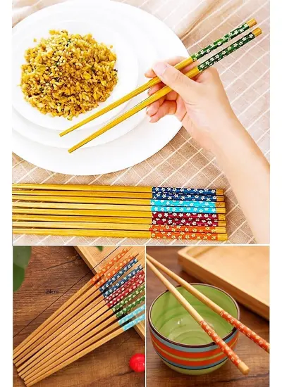 Bambu Chopstick Çubuk Yemek Çubuğu Yıkanabilir Tekrar Kullanılabilir (10 Çift- 20 Adet )