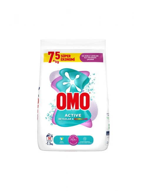 Omo Active Beyazlar ve Renkliler İçin 7.5 kg Toz Deterjan