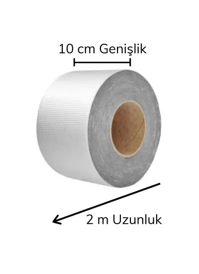 Folyo Kauçuk Bant Yapışkanlı Su Geçirmez Çatı Boru Tamir Bandı (2Metre x 10 Cm)