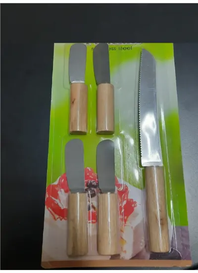 5 Parça Bıçaklı Tereyağı Bıçağı - Mini Spatula Ahşap Saplı Set