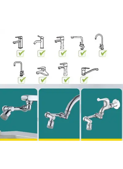 1080 Derece Dönebilen Robotik Kol Musluk Başlığı - Musluk Uzatma Aparatı Ucu