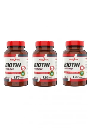 Biotin 5000 Mcg 120 Tablet X 3 Kutu
