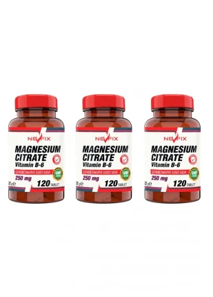 Magnesium Citrate Magnezyum Sitrat 250 Mg Vitamin B6 10 Mg 120 Tablet X 3 Kutu