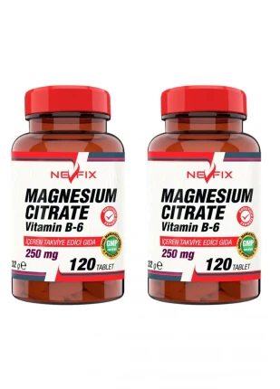 Magnesium Citrate Magnezyum Sitrat 250 Mg Vitamin B6 10 Mg 120 Tablet X 2 Kutu