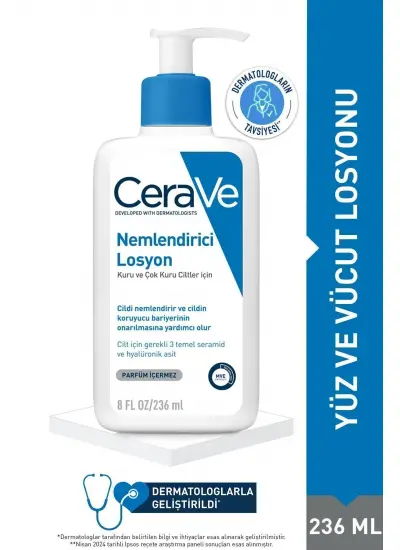 CeraVe Nemlendirici Yüz ve Vücut Losyonu-Seramid Ve Hyalüronik Asit Içerikli 236 ml