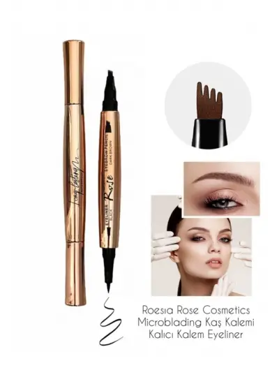 Roesıa Rose Cosmetics Çift Taraflı Kalıcı Kaş Kalemi & Kalem Eyeliner