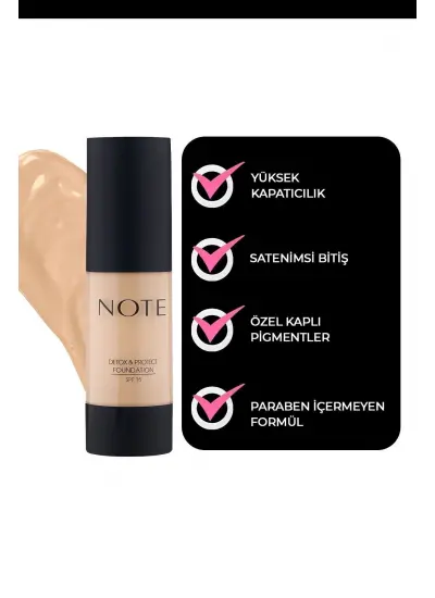 Note Cosmetics Detox & Protect Canlandırıcı Etkili Spf 15 Kapatıcı Fondöten 03 Medium Beige