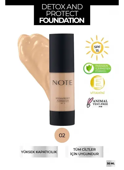 Note Cosmetics Detox & Protect Canlandırıcı Etkili Spf 15 Kapatıcı Fondöten 02 Natural Beige